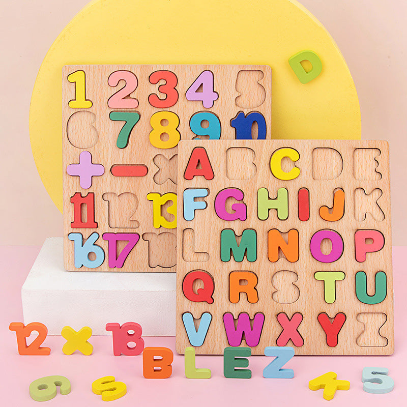 🧩 Fából készült ábécé és számok puzzle gyerekeknek | Tanuló játék óvodásoknak, kisiskolásoknak | Színes, biztonságos fa játék