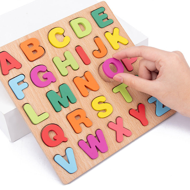 🧩 Fából készült ábécé és számok puzzle gyerekeknek | Tanuló játék óvodásoknak, kisiskolásoknak | Színes, biztonságos fa játék
