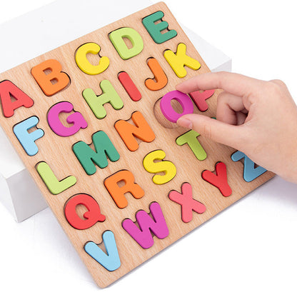 🧩 Fából készült ábécé és számok puzzle gyerekeknek | Tanuló játék óvodásoknak, kisiskolásoknak | Színes, biztonságos fa játék