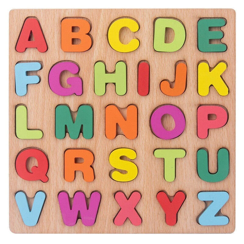 🧩 Fából készült ábécé és számok puzzle gyerekeknek | Tanuló játék óvodásoknak, kisiskolásoknak | Színes, biztonságos fa játék