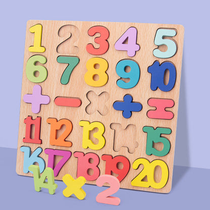 🧩 Fából készült ábécé és számok puzzle gyerekeknek | Tanuló játék óvodásoknak, kisiskolásoknak | Színes, biztonságos fa játék