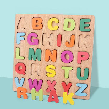 🧩 Fából készült ábécé és számok puzzle gyerekeknek | Tanuló játék óvodásoknak, kisiskolásoknak | Színes, biztonságos fa játék