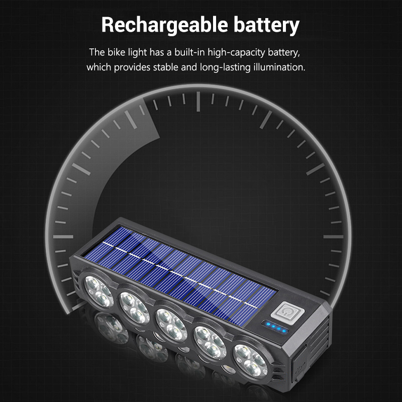 USB-tölthető Napelemes Kerékpárlámpa | Energiatakarékos, Vízálló, Erős Fény – Utánpótlás Nélkül