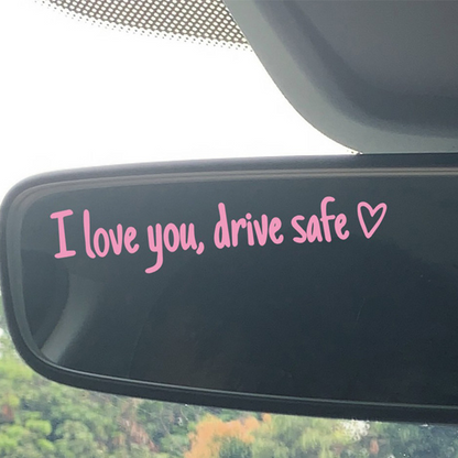"Szeretlek, Vezess Óvatosan!" Bűvös Autómatrica | Látható Visszapillantó Tükör Dísz - Biztonságos Utazás Emlékeztető ❤️🚗