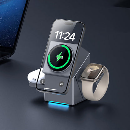 3in1 Mágneses Vezeték Nélküli Töltőállomás | iPhone, AirPods, Apple Watch Gyorstöltés - 15W, Összecsukható 👨‍💻⚡