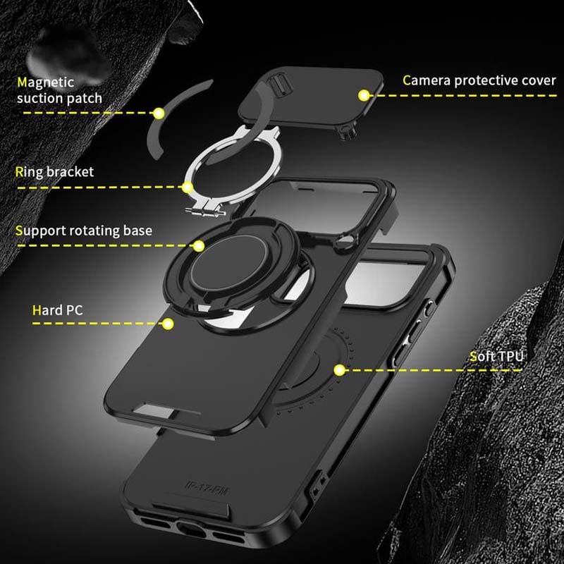 Mágneses Telefon Tok Gyűrű Tartóval iPhone-hoz | Magsafe Kompatibilis, 360° Forgatható - Erős Tapadás és Kényelmes Használat