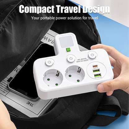 🚀 Elég a Dughiányból! Okos Tápkábel 7 Porttal | USB + EU Konnektor, Több Eszköz Egyszerre - Tiszta Asztal, Töltés Zaj nélkül 🎧