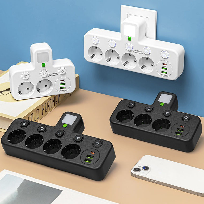 🚀 Elég a Dughiányból! Okos Tápkábel 7 Porttal | USB + EU Konnektor, Több Eszköz Egyszerre - Tiszta Asztal, Töltés Zaj nélkül 🎧