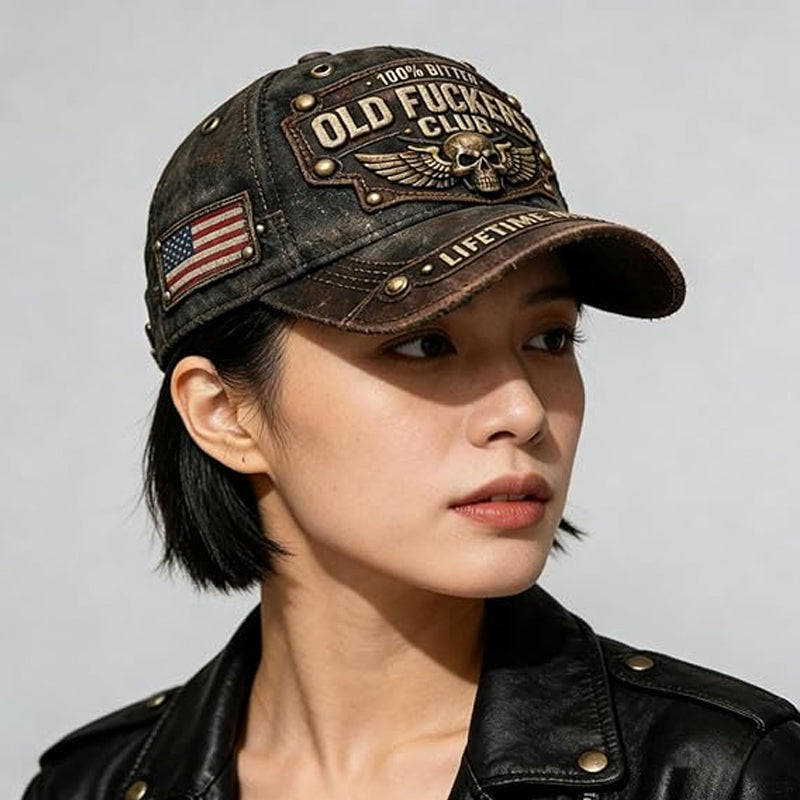 🧢 Old Fuckers Club vintage hímzett sapka – retro stílus, prémium anyag, csipős humorral! Platás utánvéttel!