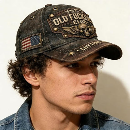 🧢 Old Fuckers Club vintage hímzett sapka – retro stílus, prémium anyag, csipős humorral! Platás utánvéttel!