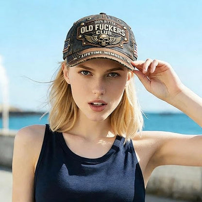 🧢 Old Fuckers Club vintage hímzett sapka – retro stílus, prémium anyag, csipős humorral! Platás utánvéttel!