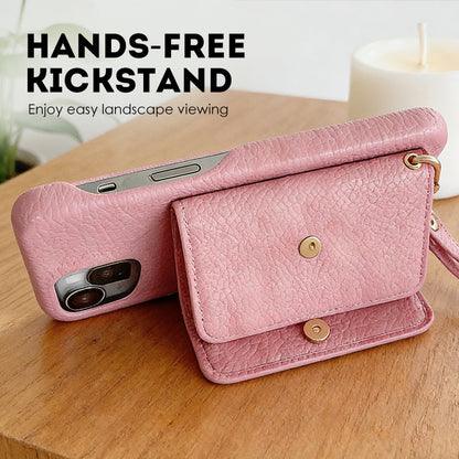 👛 Női Rózsaszín Pénztárca Mobiltok | Beépített Tükör & Csuklópánt - Kártyatartó, Kényelmes Hordozás, iPhone/Android Védőtok 🌸