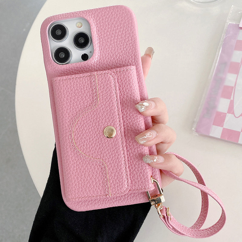 👛 Női Rózsaszín Pénztárca Mobiltok | Beépített Tükör & Csuklópánt - Kártyatartó, Kényelmes Hordozás, iPhone/Android Védőtok 🌸