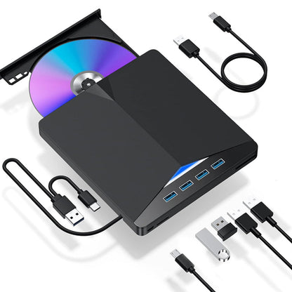 💽 7-in-1 Külső DVD Meghajtó | USB 3.0, Type-C, Kártyaolvasó - CD/DVD Írás/Olvasás, USB Hub, SD/TF Olvasó 🖥️🔌