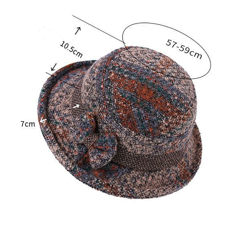 🥰Női vintage kockás műgyapjú cloche kalap