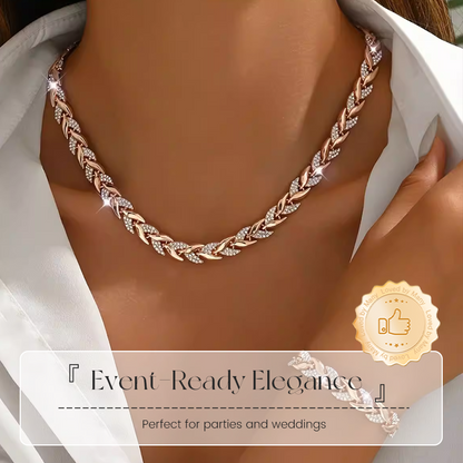 🍃 Levélmintás Ékszerszett – Nyaklánc + Karkötő | Természetes Elegancia – Tökéletes Mindennapi Viseletre & Ajándékba ✨💚