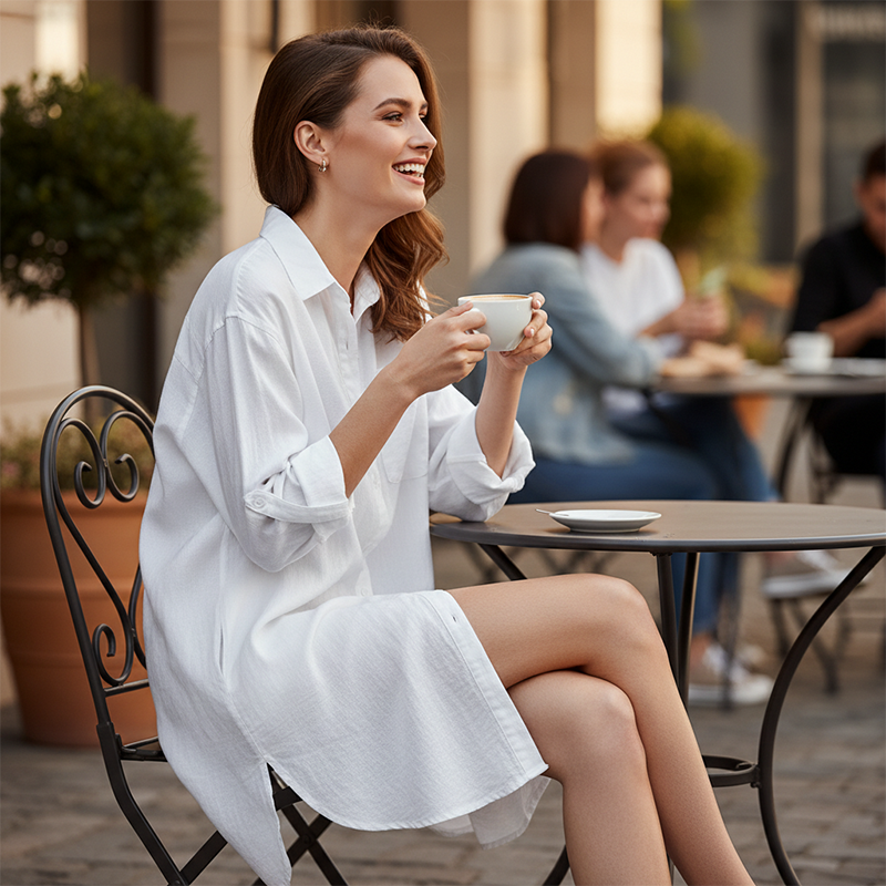 👚 Női Laza Szabású Félhosszú Ing | Kényelmes Gombos Divat Természetes Stílusban ✨💖