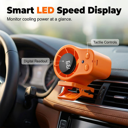 🚗 Hordozható LED-es autóventilátor intelligens kijelzővel – hűsít, erős légáramlat, gyorstöltés! 💨 Platás utánvéttel!