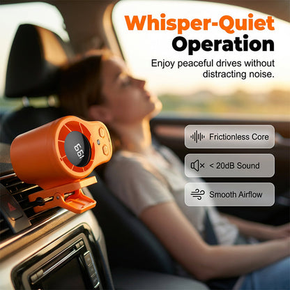 🚗 Hordozható LED-es autóventilátor intelligens kijelzővel – hűsít, erős légáramlat, gyorstöltés! 💨 Platás utánvéttel!