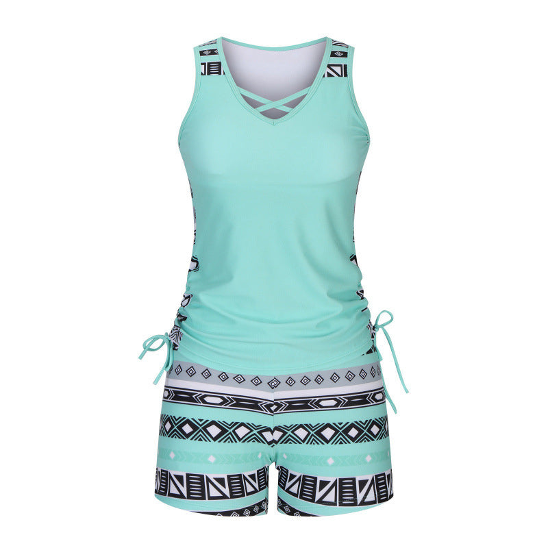 👙 S-3XL🏖️ Női, mintás, kétrészes tankini fürdőruha – kényelmes, divatos, takarja a hasad, de mutatja a bájaid! 🌸✨ Utánvéttel!