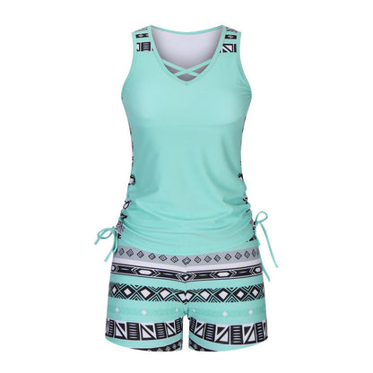 👙 S-3XL🏖️ Női, mintás, kétrészes tankini fürdőruha – kényelmes, divatos, takarja a hasad, de mutatja a bájaid! 🌸✨ Utánvéttel!