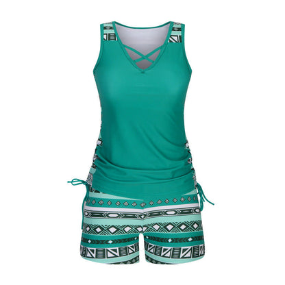 👙 S-3XL🏖️ Női, mintás, kétrészes tankini fürdőruha – kényelmes, divatos, takarja a hasad, de mutatja a bájaid! 🌸✨ Utánvéttel!
