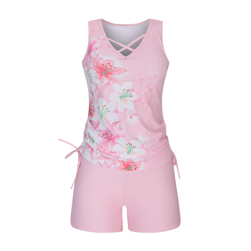 👙 S-3XL🏖️ Női, mintás, kétrészes tankini fürdőruha – kényelmes, divatos, takarja a hasad, de mutatja a bájaid! 🌸✨ Utánvéttel!