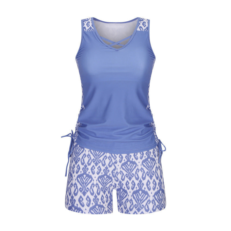 👙 S-3XL🏖️ Női, mintás, kétrészes tankini fürdőruha – kényelmes, divatos, takarja a hasad, de mutatja a bájaid! 🌸✨ Utánvéttel!