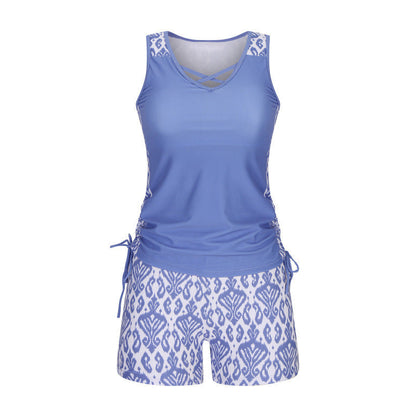👙 S-3XL🏖️ Női, mintás, kétrészes tankini fürdőruha – kényelmes, divatos, takarja a hasad, de mutatja a bájaid! 🌸✨ Utánvéttel!