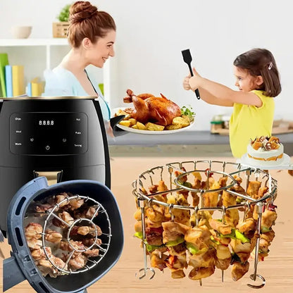 🔥 Rozsdamentes acél kerek sütőrács nyárssal – füstölőhöz, grillezéshez, szabad tűzhöz tökéletes! 🍖 Platás utánvéttel!