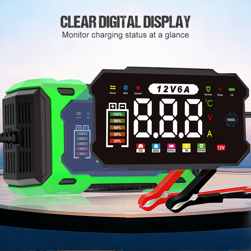 ⏰🔋 12 V-os, 6 A-es intelligens autóakkumulátor-töltő – Pulse Repair technológia, automatikus karbantartás és kénmentesítés! 🚗⚡ Utánvéttel!