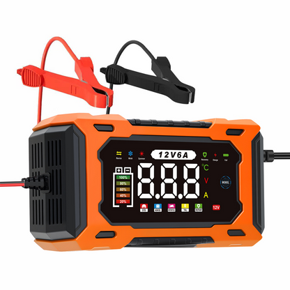 ⏰🔋 12 V-os, 6 A-es intelligens autóakkumulátor-töltő – Pulse Repair technológia, automatikus karbantartás és kénmentesítés! 🚗⚡ Utánvéttel!