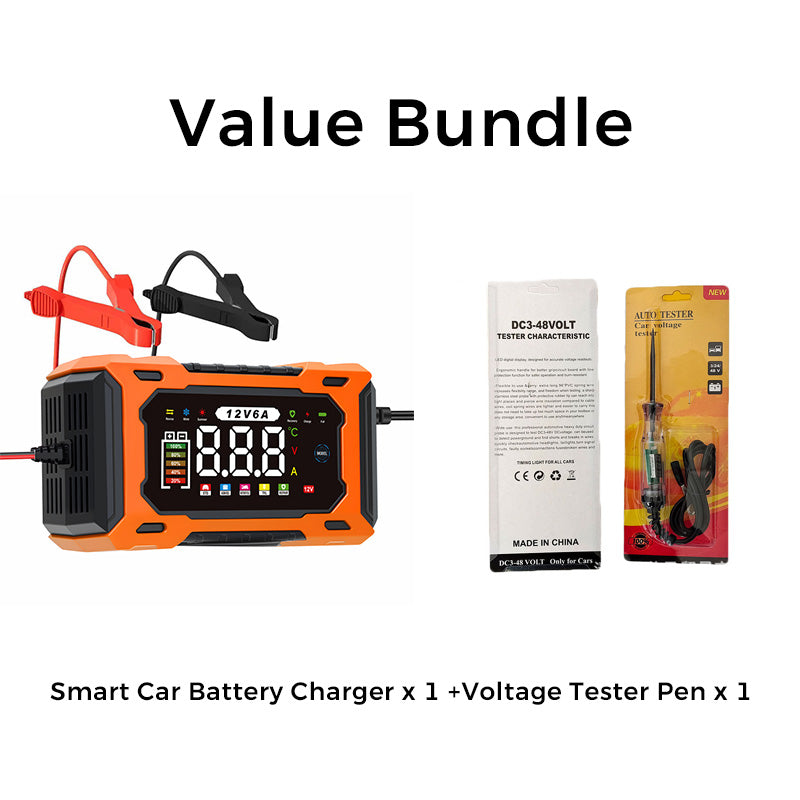 ⏰🔋 12 V-os, 6 A-es intelligens autóakkumulátor-töltő – Pulse Repair technológia, automatikus karbantartás és kénmentesítés! 🚗⚡ Utánvéttel!