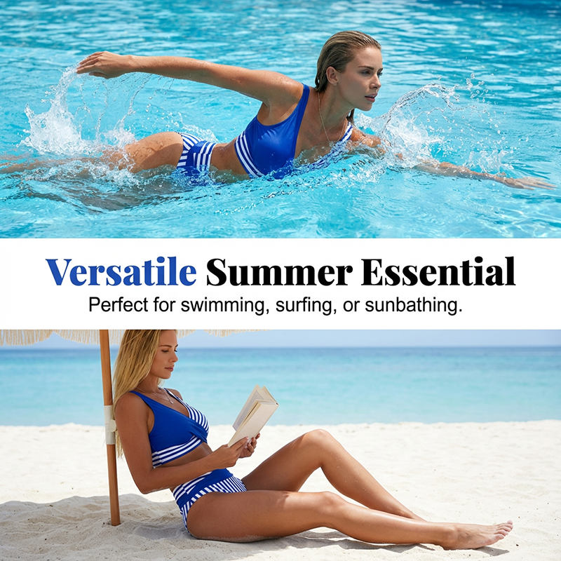 👙 Kétrészes Színes Blokkos és Csíkos Bikini | Divatos Stranddivat – Kényelmes & Alakformáló 🏖️✨v