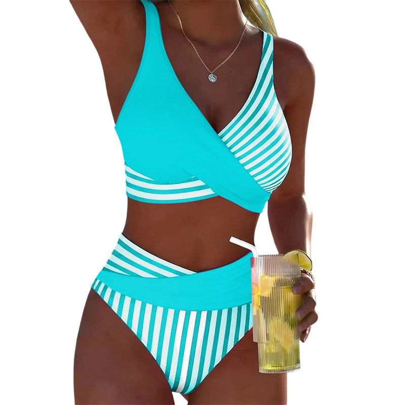 👙 Kétrészes Színes Blokkos és Csíkos Bikini | Divatos Stranddivat – Kényelmes & Alakformáló 🏖️✨v
