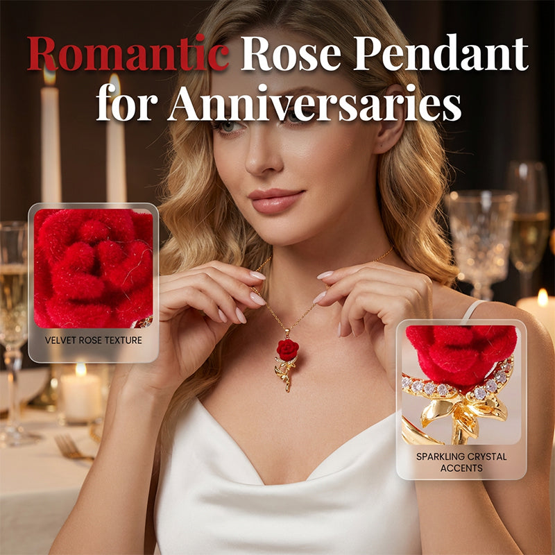 🌹 Elegáns vörös rózsa medálos nyaklánc – szerelem, szenvedély és stílus egy ékszerben! 💖✨ Utánvéttel!