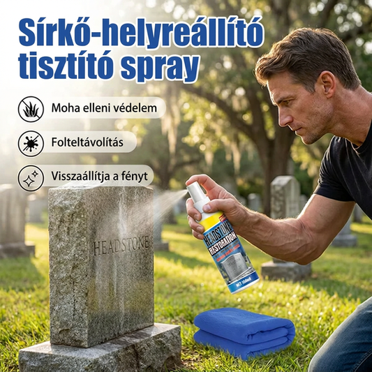 🏛️ Sírtisztító spray természetes kő felületre – gyengéd, mégis hatékony, nem károsítja a követ! Platás utánvéttel!
