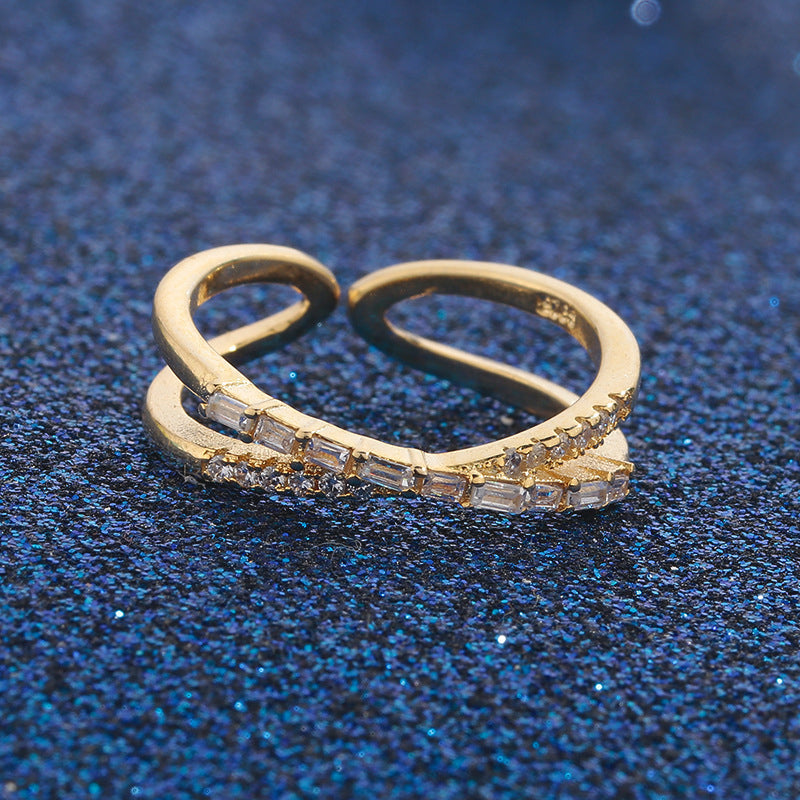 💍 Stílusos kétrétegű gyűrű – állítható keresztpántos dizájn! Elegancia és kényelem egyben – bármilyen ujjra tökéletes. ✨ Utánvéttel!