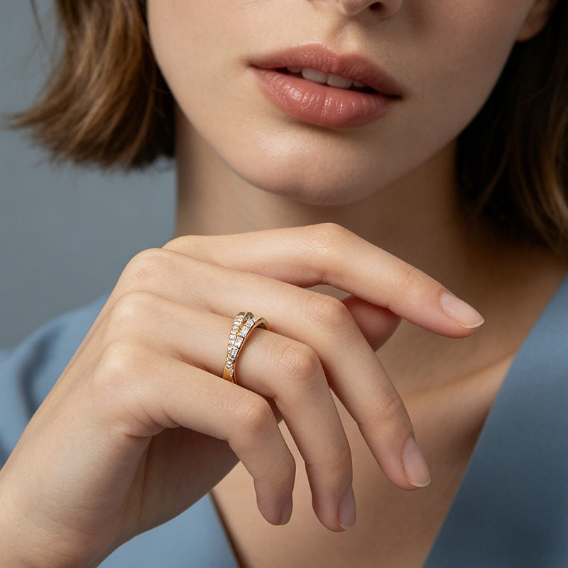 💍 Stílusos kétrétegű gyűrű – állítható keresztpántos dizájn! Elegancia és kényelem egyben – bármilyen ujjra tökéletes. ✨ Utánvéttel!