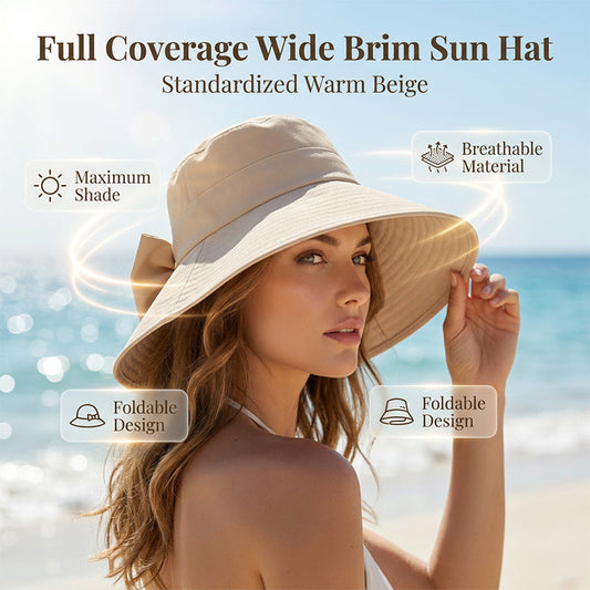 👒☀️ Széles karimájú, masnis napvédő kalap nőknek – UPF 50+ védelem, összecsukható, utazáshoz tökéletes! Platás utánvéttel!