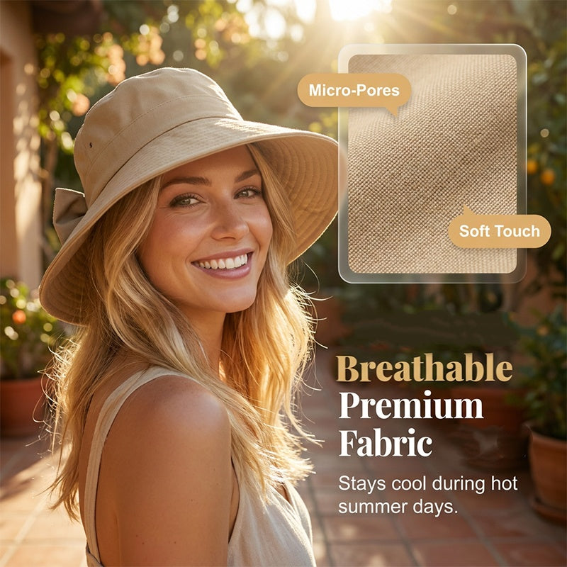👒☀️ Széles karimájú, masnis napvédő kalap nőknek – UPF 50+ védelem, összecsukható, utazáshoz tökéletes! Platás utánvéttel!