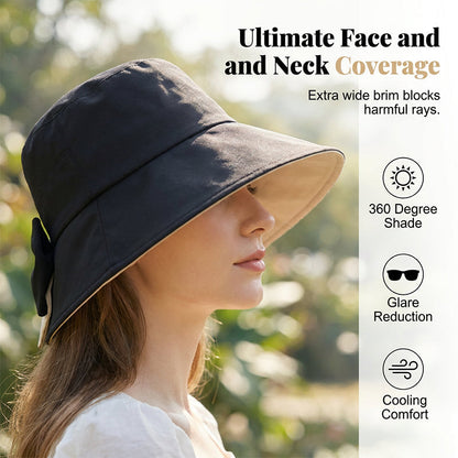 👒☀️ Széles karimájú, masnis napvédő kalap nőknek – UPF 50+ védelem, összecsukható, utazáshoz tökéletes! Platás utánvéttel!