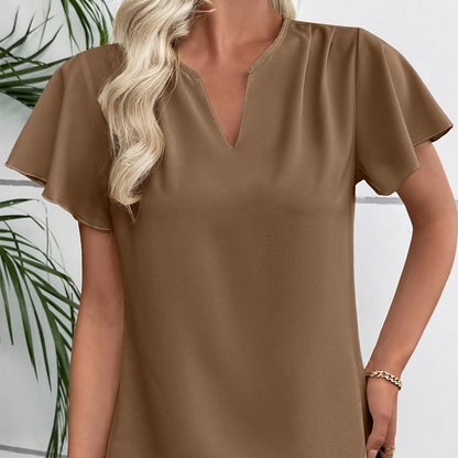 👚 Női V-nyakú, hullámzó ujjú blúz – elegáns, nőies, nyári viselethez tökéletes! Platás utánvéttel!