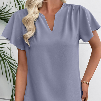 👚 Női V-nyakú, hullámzó ujjú blúz – elegáns, nőies, nyári viselethez tökéletes! Platás utánvéttel!