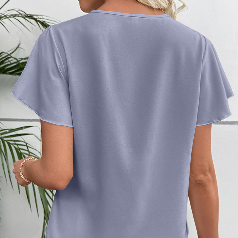 👚 Női V-nyakú, hullámzó ujjú blúz – elegáns, nőies, nyári viselethez tökéletes! Platás utánvéttel!