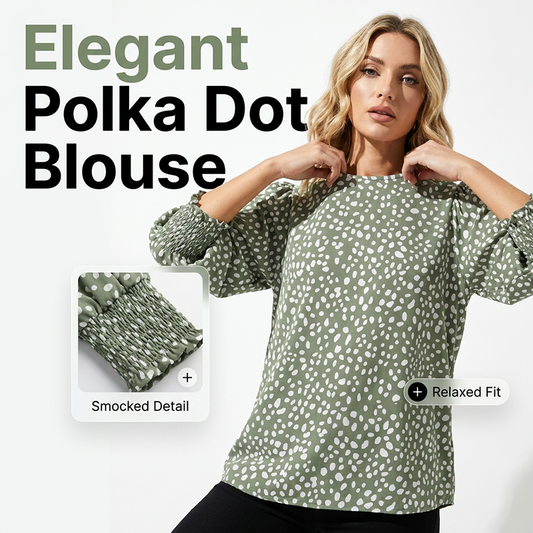 👚 Női alkalmi pöttyös, 3/4-es ujjú blúz – csinos, kényelmes, nyári napokra tökéletes! ✨ Platás utánvéttel!