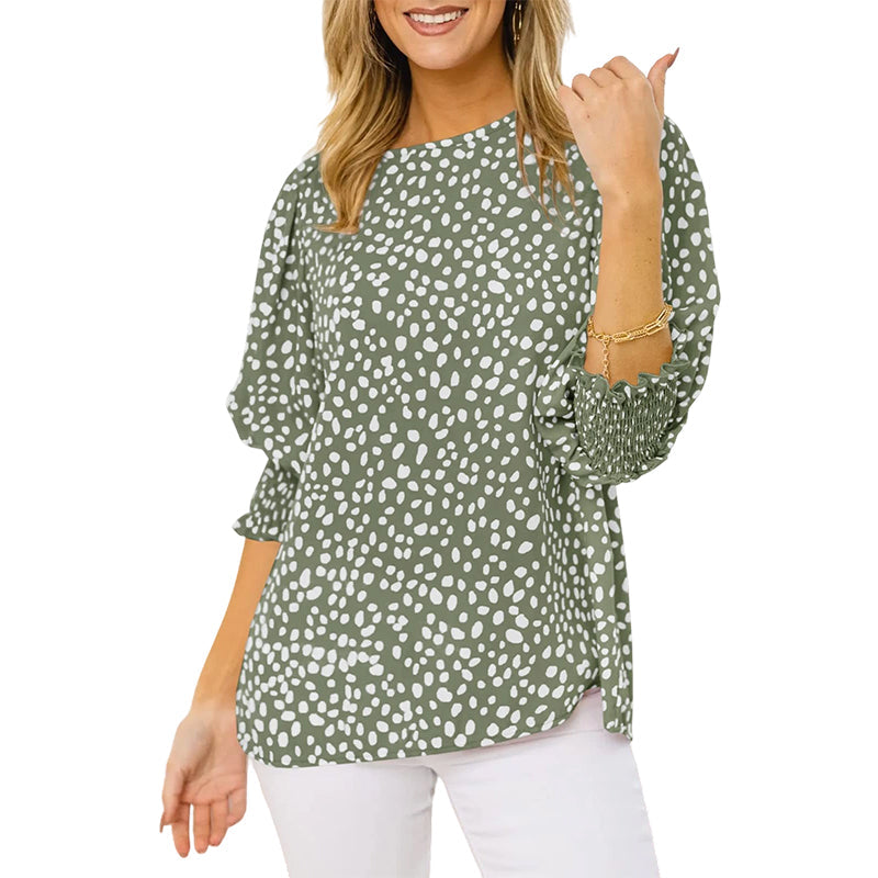 👚 Női alkalmi pöttyös, 3/4-es ujjú blúz – csinos, kényelmes, nyári napokra tökéletes! ✨ Platás utánvéttel!