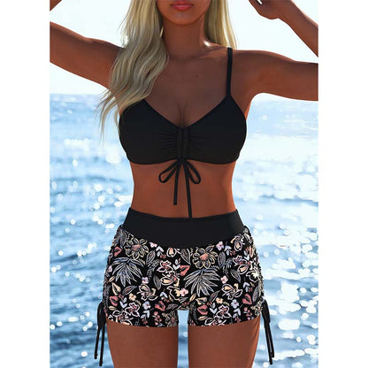 🌞👙 Női bikini szett zsinórral és mintával – rövidnadrággal, strandra és medencéhez is tökéletes! ⛱️ Platás utánvéttel!