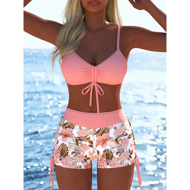 🌞👙 Női bikini szett zsinórral és mintával – rövidnadrággal, strandra és medencéhez is tökéletes! ⛱️ Platás utánvéttel!