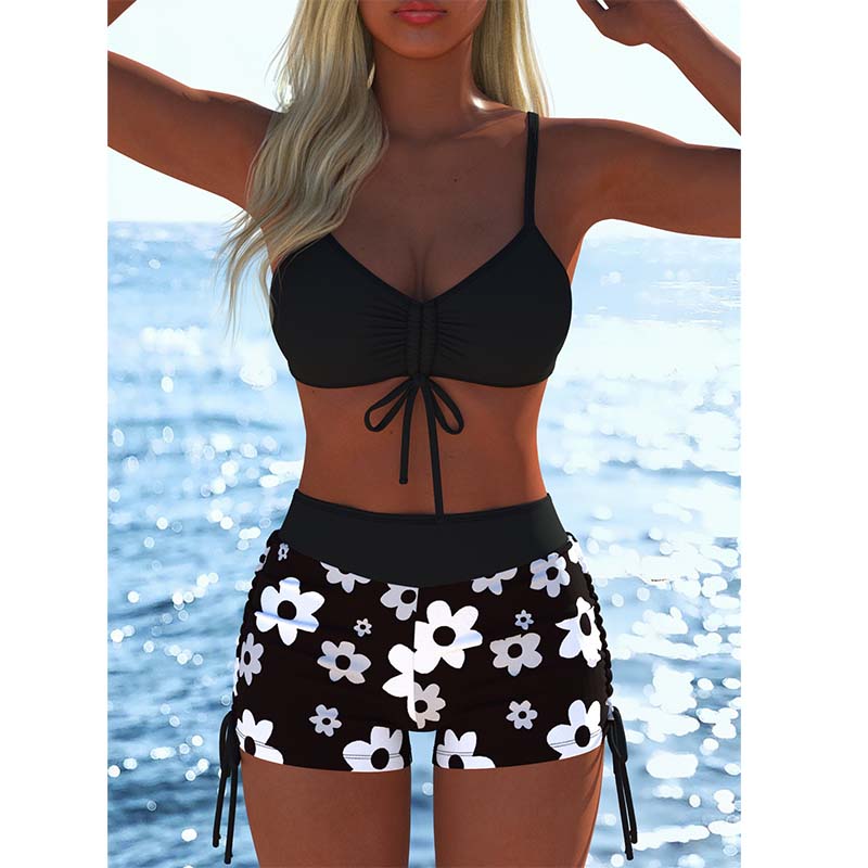 🌞👙 Női bikini szett zsinórral és mintával – rövidnadrággal, strandra és medencéhez is tökéletes! ⛱️ Platás utánvéttel!